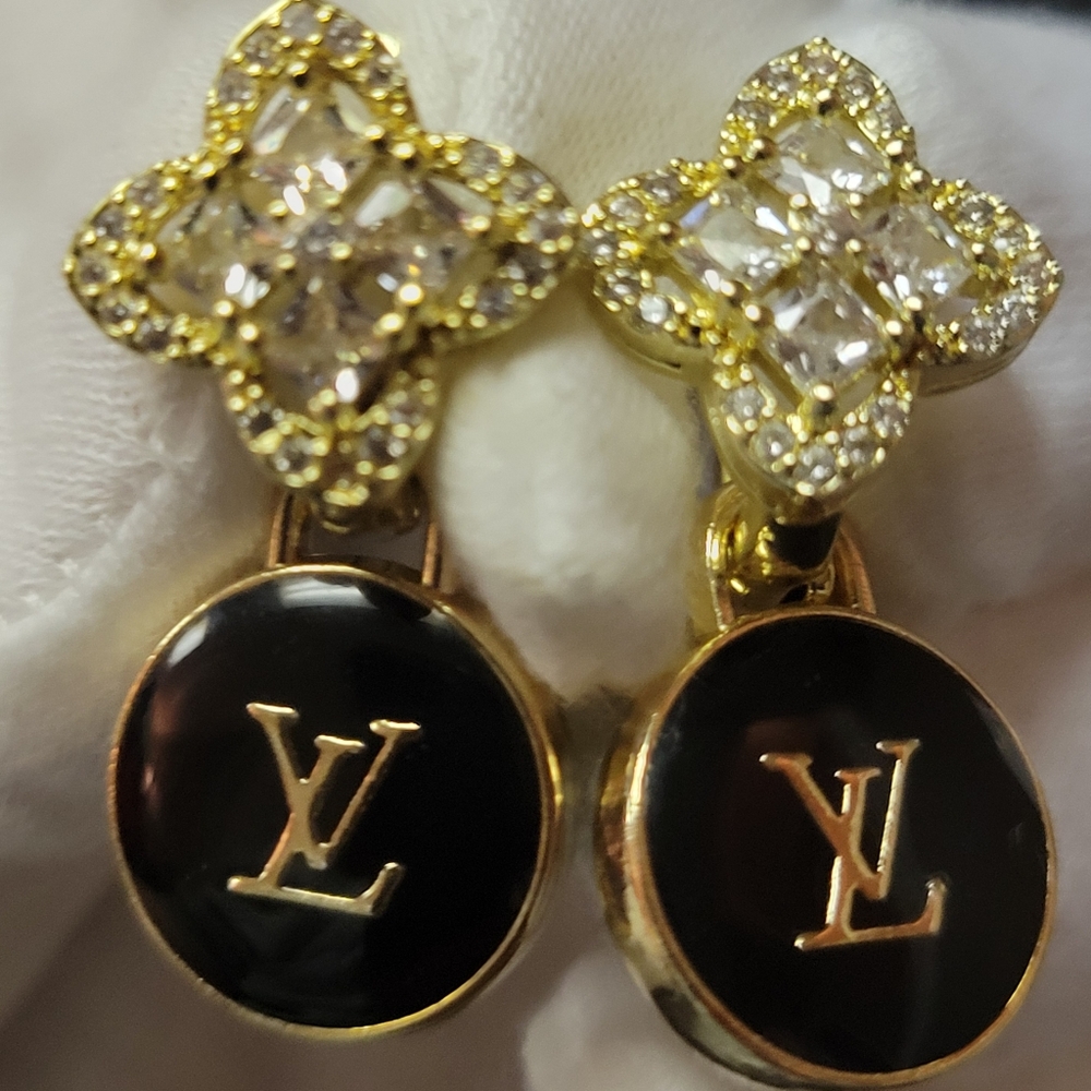 Louis Vuitton Double Sided, Cubic Zirconia La Fleur Custom Earings - Picture 3 of 5